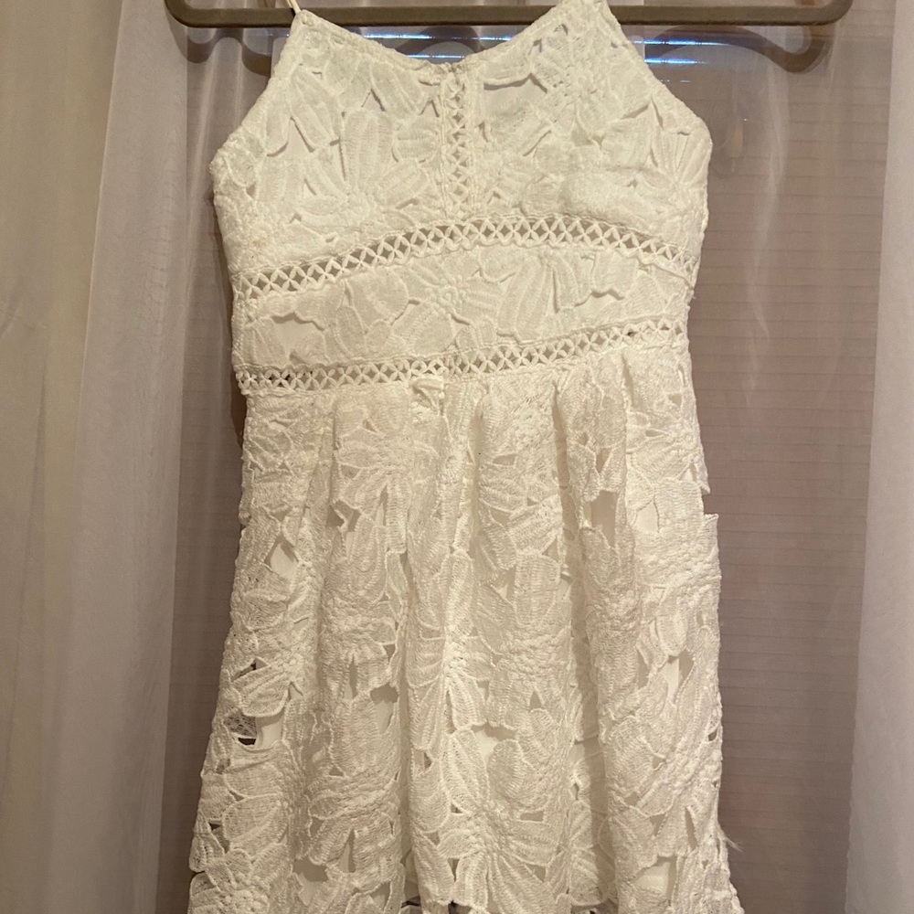 White Battenberg-style Dress